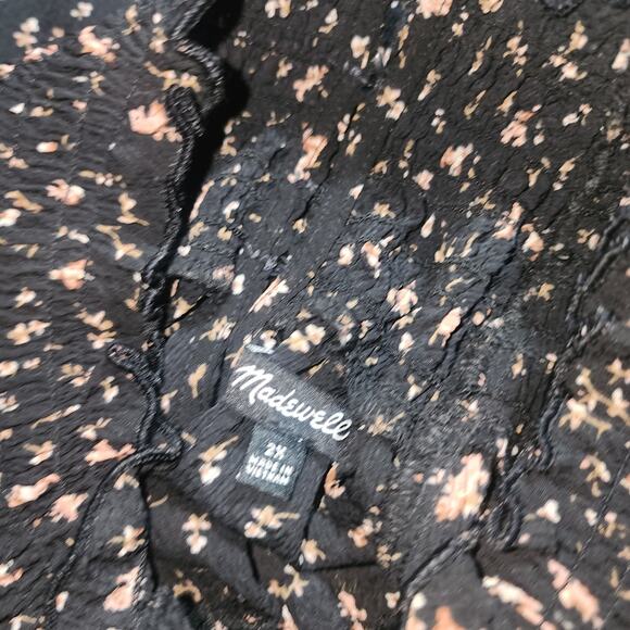 MADEWELL sz 2X Smocked-Neck Ruffle Top in Stem Scatter - Picture 4 of 4
